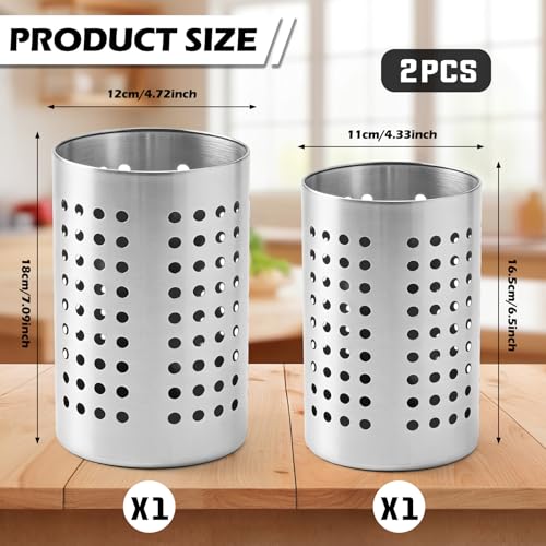 2PCS Stainless Steel Utensil Holder and Utensil Drying Holder (silver / 2pcs7*6.5inch)