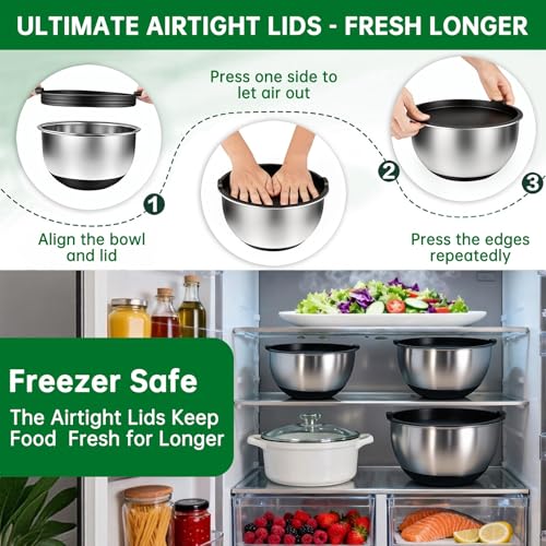 Mixing Bowls with Airtight Lids (Black)