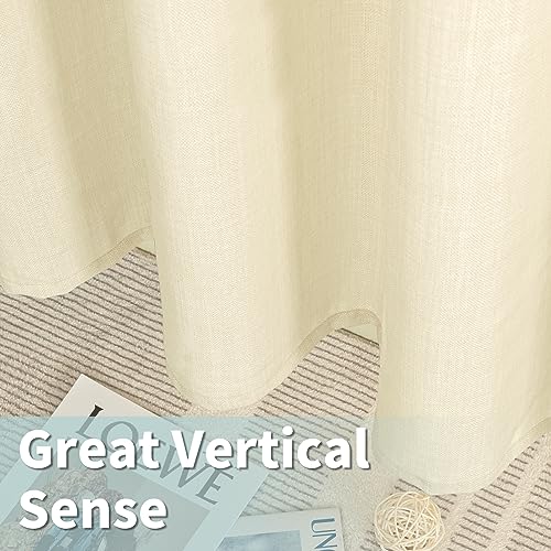 Beige Polyester Curtains 84 Inch Length for Living Room (52"W x 84"L (Pack of 2) / Silver Grommet-light Beige)