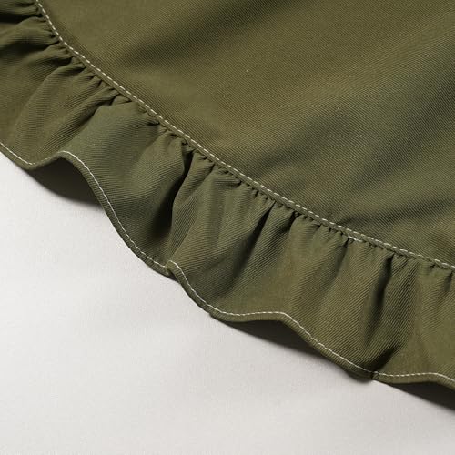 Cute Cotton Apron with Lace for Women (Medium / Army Green)