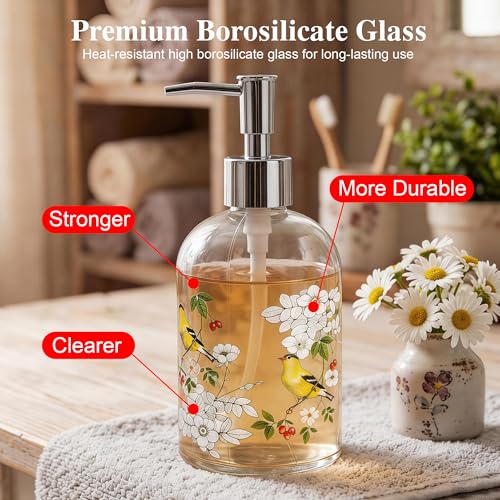 17oz Glass Soap Dispenser with Pump (Bird)