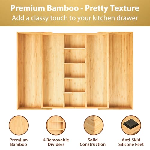 Extra Large Expandable Kitchen Drawer Organizer for Utensil and Junk (For Utensil (17"~28" x 19"))