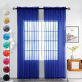 Solid Sheer Rod Pocket Curtain Voile Draperies 2 Panels White Beige Black Grey Coffee 52 Inch Width 63 Inch Long 1 Pair for Kitchen Bedroom Children Living Room Yard (Blue Sapphire / 52"W x 63"L (Pack of 2))
