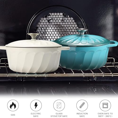 Enameled Cast Iron Dutch Oven Pot with Lid (BlueGreen / 6 QT)