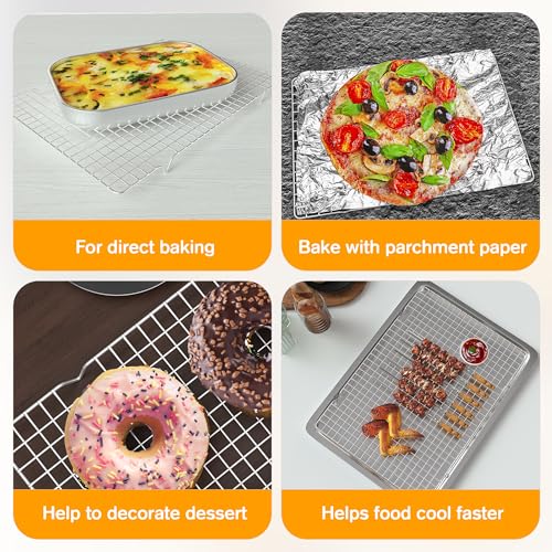 2 PCS Cooling Racks for Cooking and Baking (11.65''x16.85''-2PC / Silver)