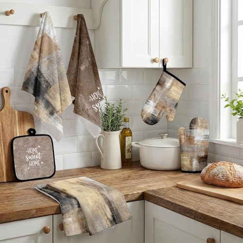 Abstract Brown Kitchen Decor Set (Abstract Brown)