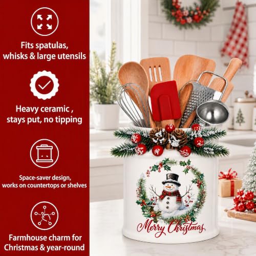 Christmas Ceramic Utensil Holder (Snowman / One Pack)