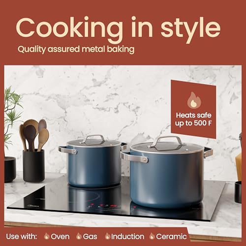 Bakken 3 Quart Ceramic Coated Stock Pot with Lid (Blue / 3 Quarts)