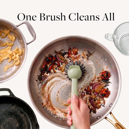 Magnetic Dish Brush & Scraper (Moss Green)