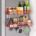 Magnetic Spice Rack for Refrigerator (Red / 2 Pack)