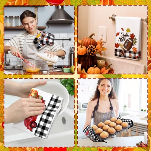 6 Pack Fall Thanksgiving Kitchen Decor Accessories Set (Muted Color / Football)