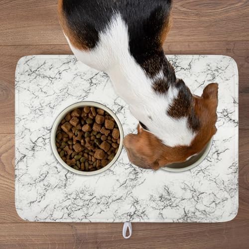 White Grey Marble Dish Drying Mat for Kitchen Counter Modern Marble Pattern Microfiber Dish Drainer Mat Absorbent Washable Drying Pad Extra Large 18"x24" (Marble White Grey / 24" x 18")