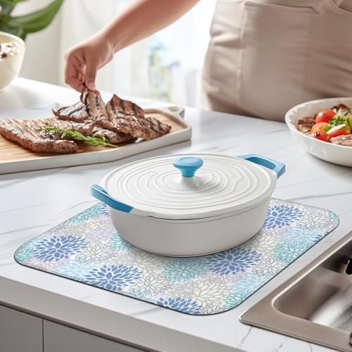 Dish Drying Mat Drainer Pads (Blue / 18"x24")