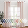 Linen Textured Semi Sheer Bedroom Curtains (52"W x 96"L (Pack of 2) / Dusty Blush)