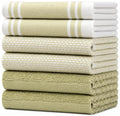 Premium Kitchen Towels 6 Pack 100% Cotton 20"x28" Dish Towels (Sage Green Wide Stripe / Kitchen Towels - Mixed Styles (6 Pack))