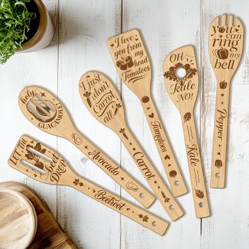 6PCS Vegetables Wooden Kitchen Cooking Utensil Set (Vegetables)