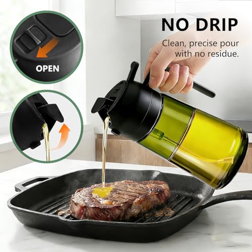 Olive Oil Sprayer & Dispenser Bottle for Cooking (Black)