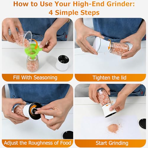 White Salt and Pepper Grinder Set of 2 (White / 2PK-Short)