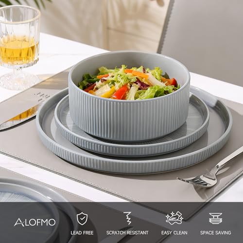 Stoneware Dinnerware Sets for 6 (Blue / 6-Set(18pcs))