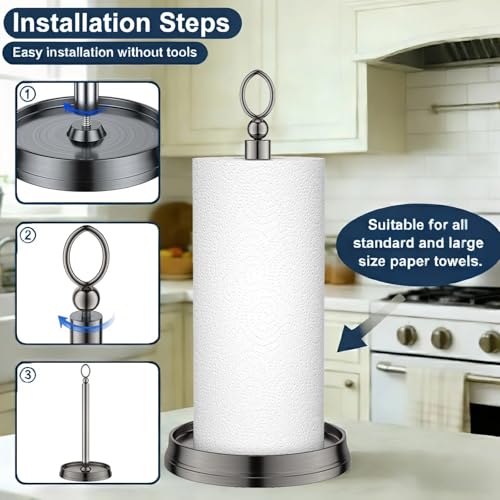 Paper Towel Holder Countertop Standing Paper Roll Holder (Brushed Nickel)