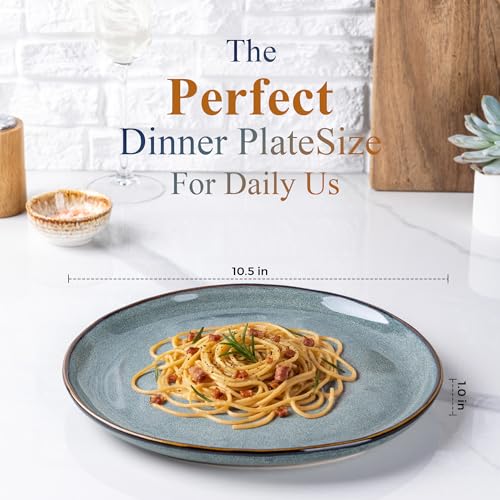 Ceramic Dinner Plates Set of 6 (Blue Sea / 10.5 Inch)