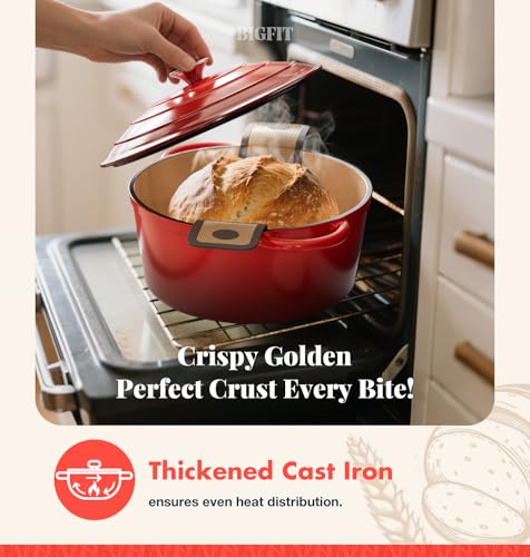 5QT Dutch Oven for Sourdough Bread Baking (Red / 5QT)