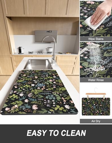 Dish Drying Mat for Kitchen Counter (Meadow Flowers / 15" x 24")