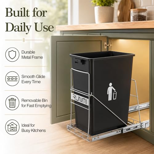 Pull Out Trash Can Under Cabinet with Handle Under Sink Pull Out Kit (Silver / Single)