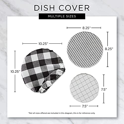 Reusable Cloth Bowl Cover Collection Machine Washable (Farmhouse Plaid, French Blue / 10.25"/8.25"/7.5" Diameter)