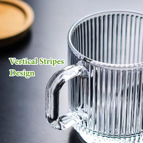 2 PACK Glass Coffee Mugs with Handle & Spoon (2 PACK)