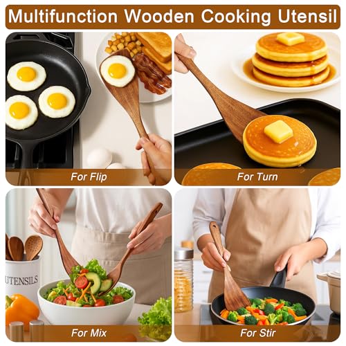 Wooden Spatula Nonstick Turner Acacia Wood (12 Inch / Brown)