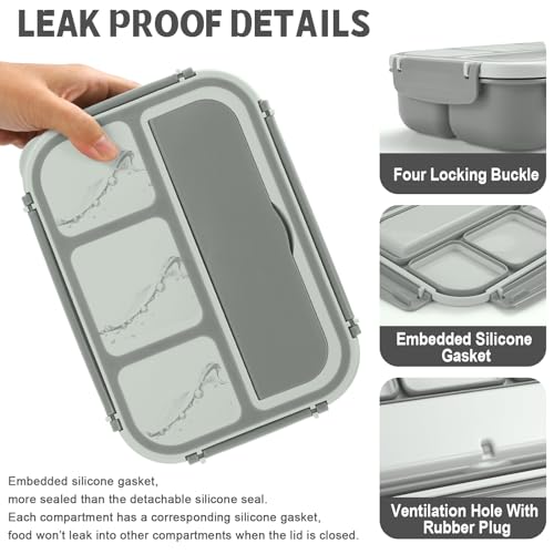 Bento Box Adult Lunch Box (Gray / 1200ML)
