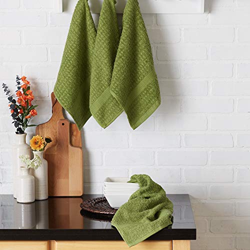 Basic Terry Collection Waffle Dishtowel Set (Solid Antique Green / 15x26")