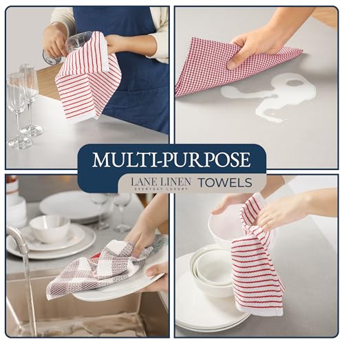 Cotton Kitchen Towels and Dishcloths 20 Pack (Kitchen Linen Set of 20 / 06: Red)