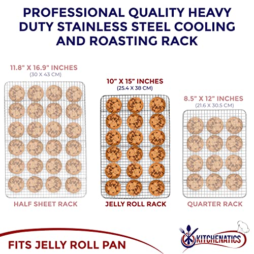 Stainless Steel Cooling Rack for Cooking and Baking (10" x 15" Jelly Roll - 1 PC)