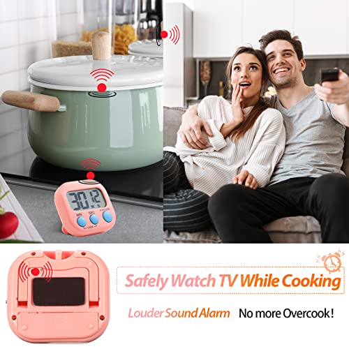 24 Pcs Digital Kitchen Timer Magnetic Timer Bulk On (Pink, Orange)
