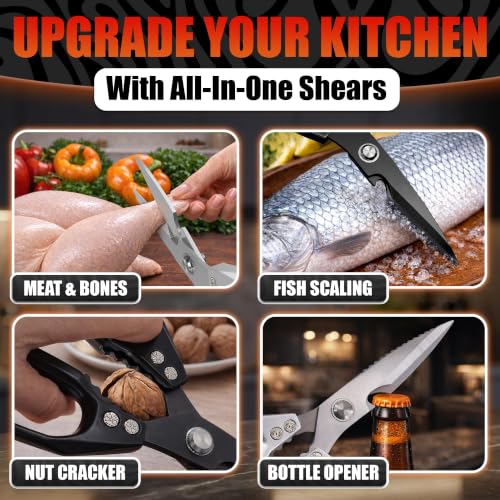 Stainless Steel Poultry Shears Set of 2 (Silver/Black)