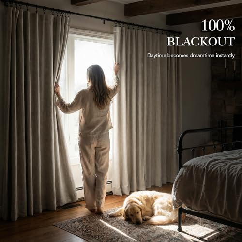 Warm Sand 100% Blackout Curtains 90 Inch for Bedroom Living Room (Warm Sand / 52"W x 90"L (Pack of 2))
