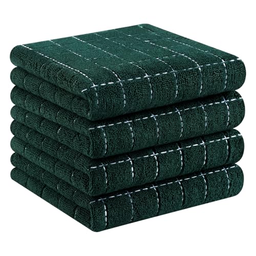100% Cotton Terry Kitchen Towels (Blackish Green / 13 X 28 - 4 Pack)