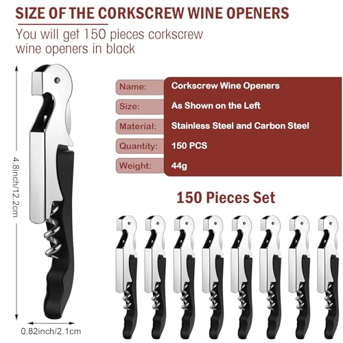 150 Pcs Wine Key for Severs (Black)