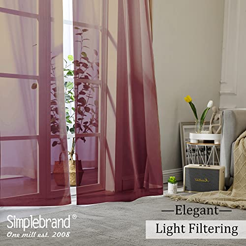 Red Sheer Curtains 84 Inches Long (Burgundy / 42"W x 84"L (Pack of 2))