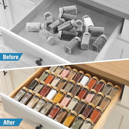 Spice Drawer Organizer 4 Tier (Large / Clear 4 Pack)