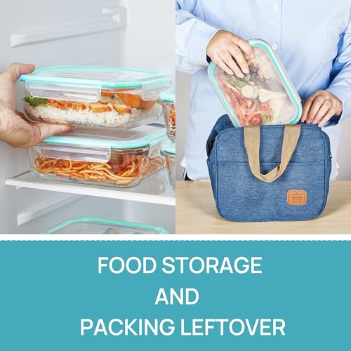 5 Pack 35oz Glass Food Storage Containers with Lids (Green / 35oz)