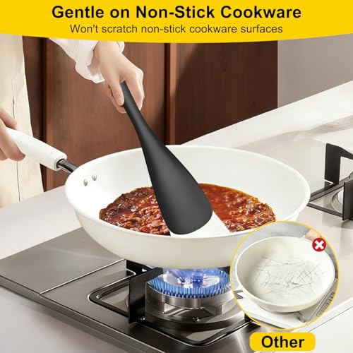 Silicone Cooking Spoons for Nonstick Cookwares (Black/Blue/Red)