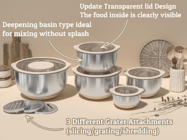 Mixing Bowles Set with Lids Set (Khaki)