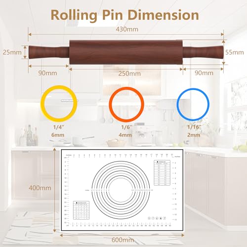Rolling Pin with Handles (Brown)