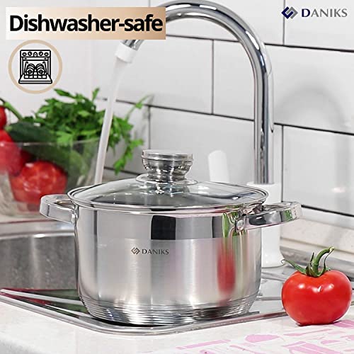 Standard 2 Quart Stainless Steel Stock Pot with Glass Lid (2 Quarts)