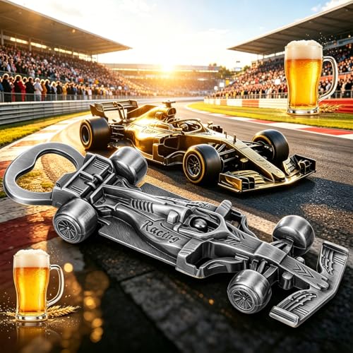 Racing Car Bottle Opener (Metallic Silver with Gift Bag)