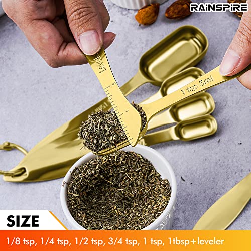 Heavy Duty Measuring Spoons Set Stainless Steel (Gold)