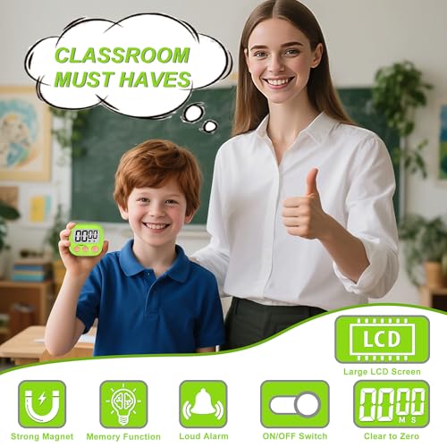 Digital Timer for Kids Teacher Supplies Classroom Timer for Study Learning Management Kitchen Work Exercise (Blue Green Yellow Purple)